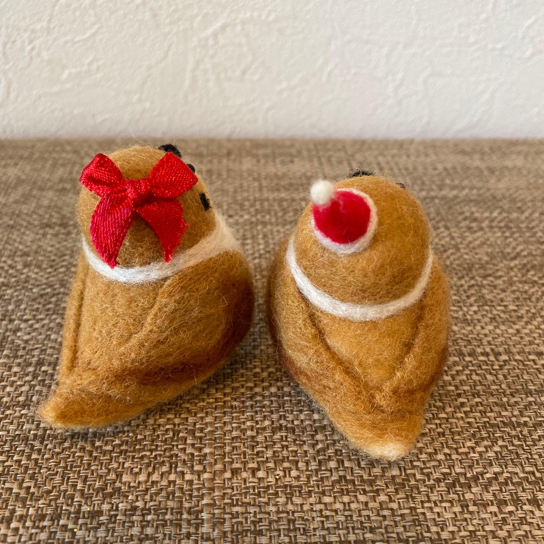 クリスマスリース&羊毛フェルトすずめさん
