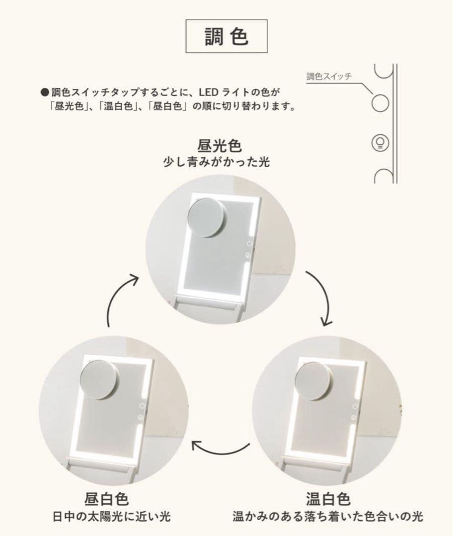 3coins スリーズ立ち上がるLEDミラー／and us 新品未使用品