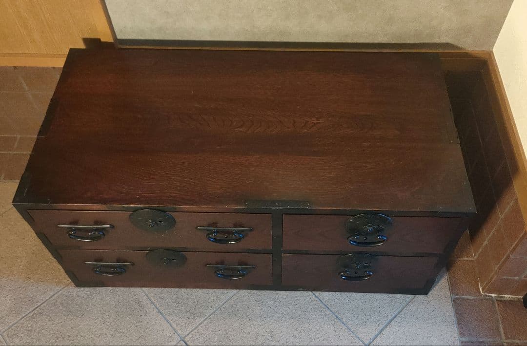 木製 時代箪笥 ローチェスト アンティーク家具 4引き出し レトロ