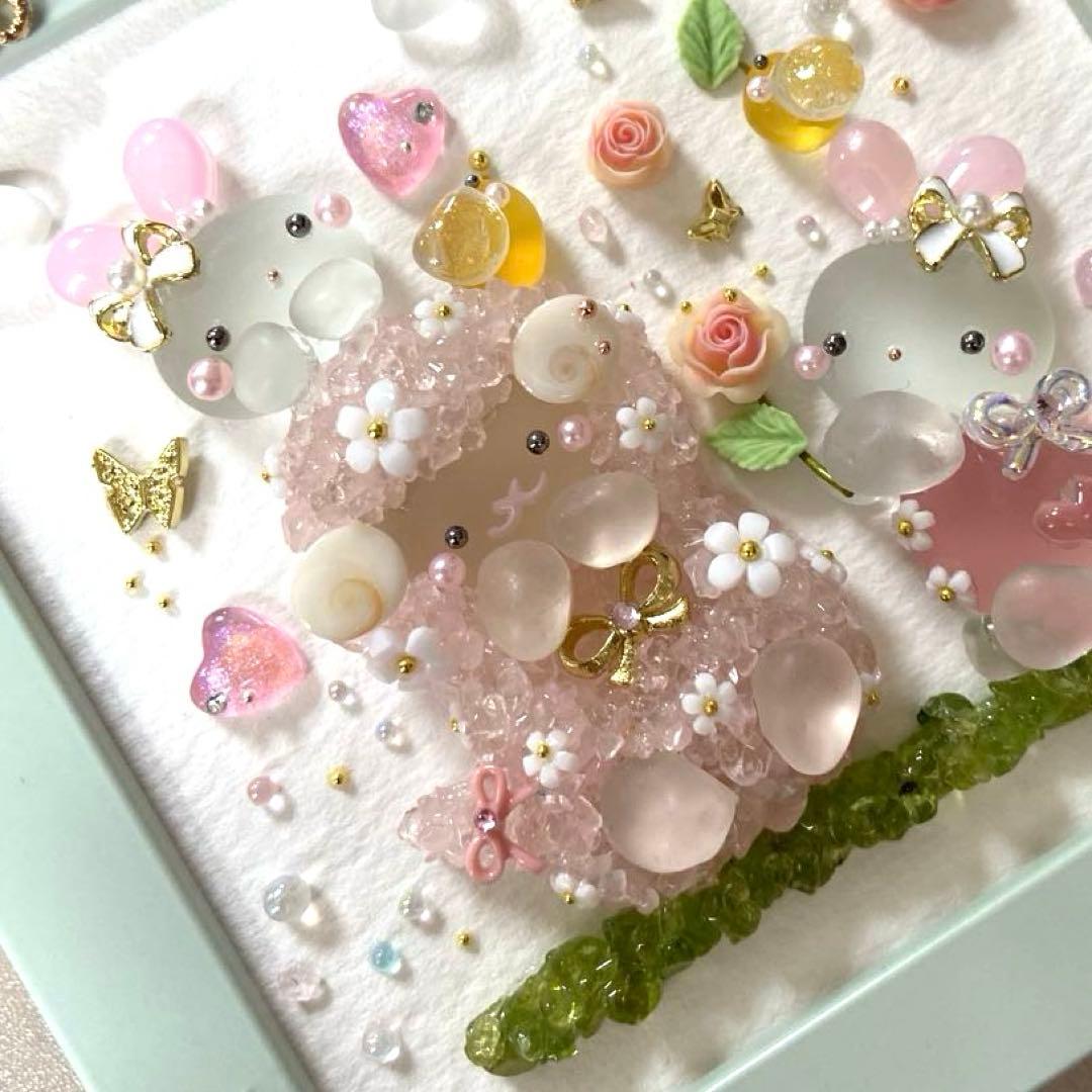 ♡ピンクローズに癒され中♡羊さんとうさぎさん シーグラスアート