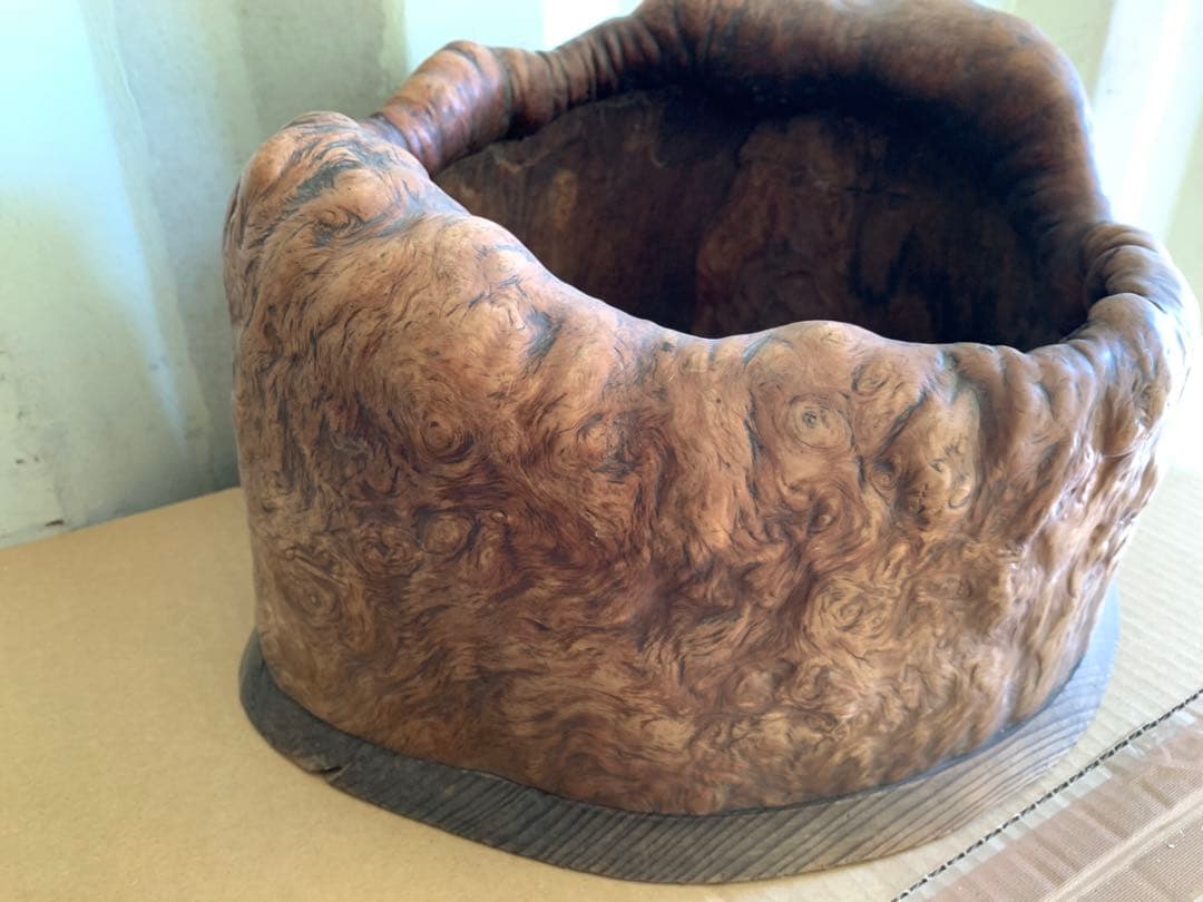 時代物 瘤木 葡萄杢 瓶掛 高さ25.5cm 幅41cm