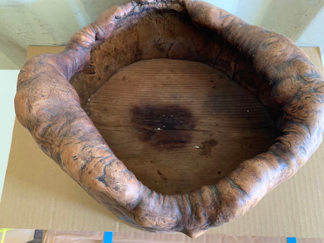 時代物 瘤木 葡萄杢 瓶掛 高さ25.5cm 幅41cm