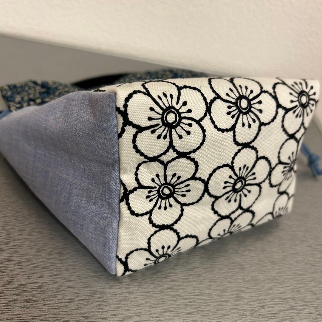 持ち手付き巾着ポーチ　ハンドメイド