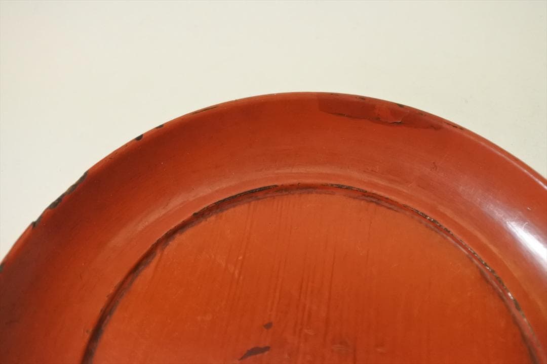 江戸中期　根来　朱塗　銘々皿　椿皿　５枚　骨董品　アンティーク