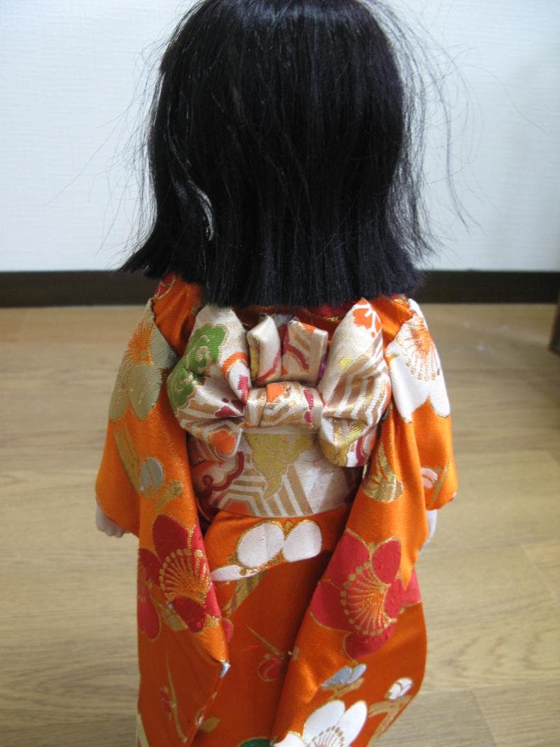 市松人形/日本人形　少女/童女/おかっぱ　髪の毛本物　ケース付　雛人形 古雛