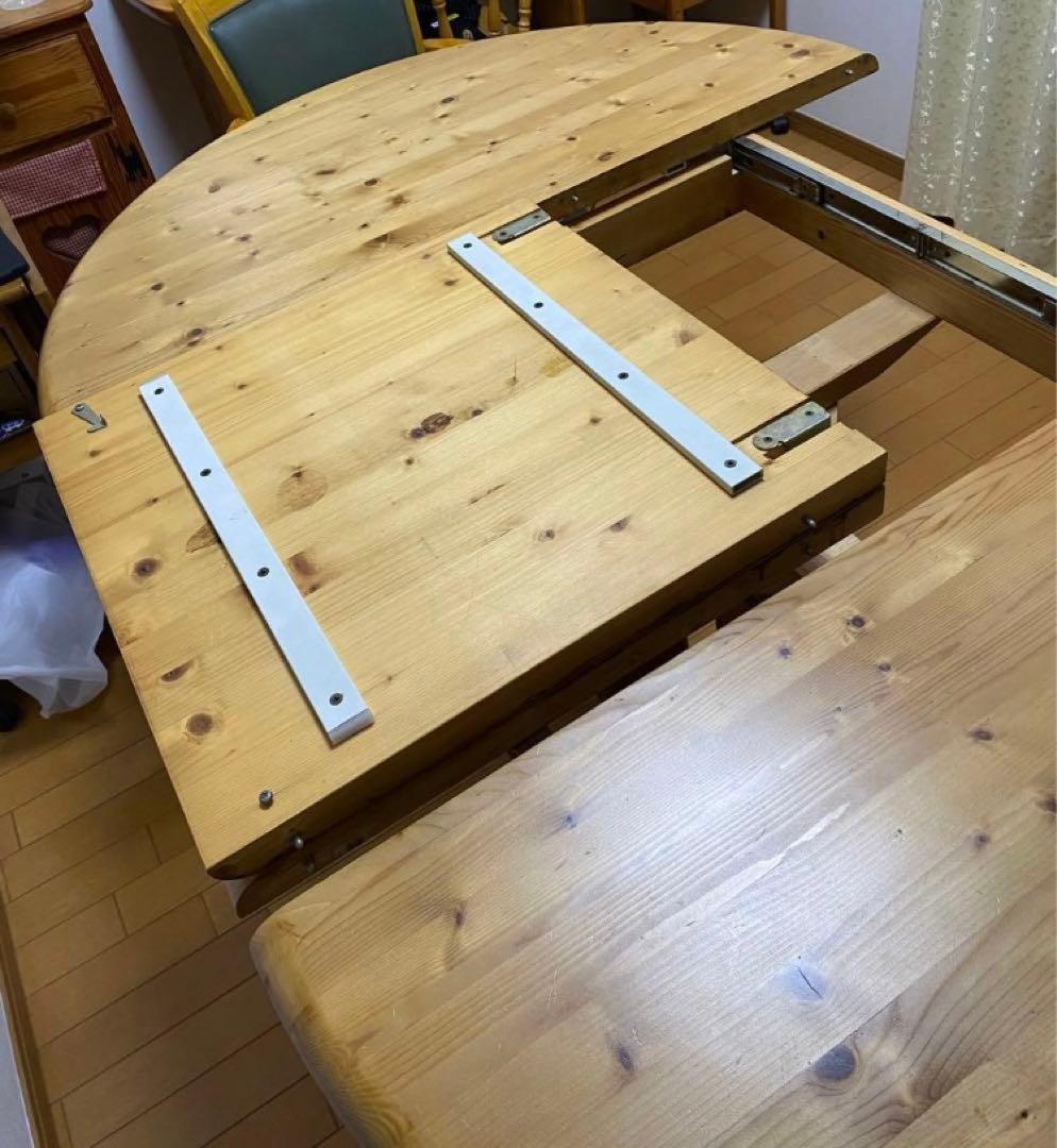 IKEA北欧好きパイン材カントリーラウンド伸縮テーブル 可愛輸入アンティーク家具
