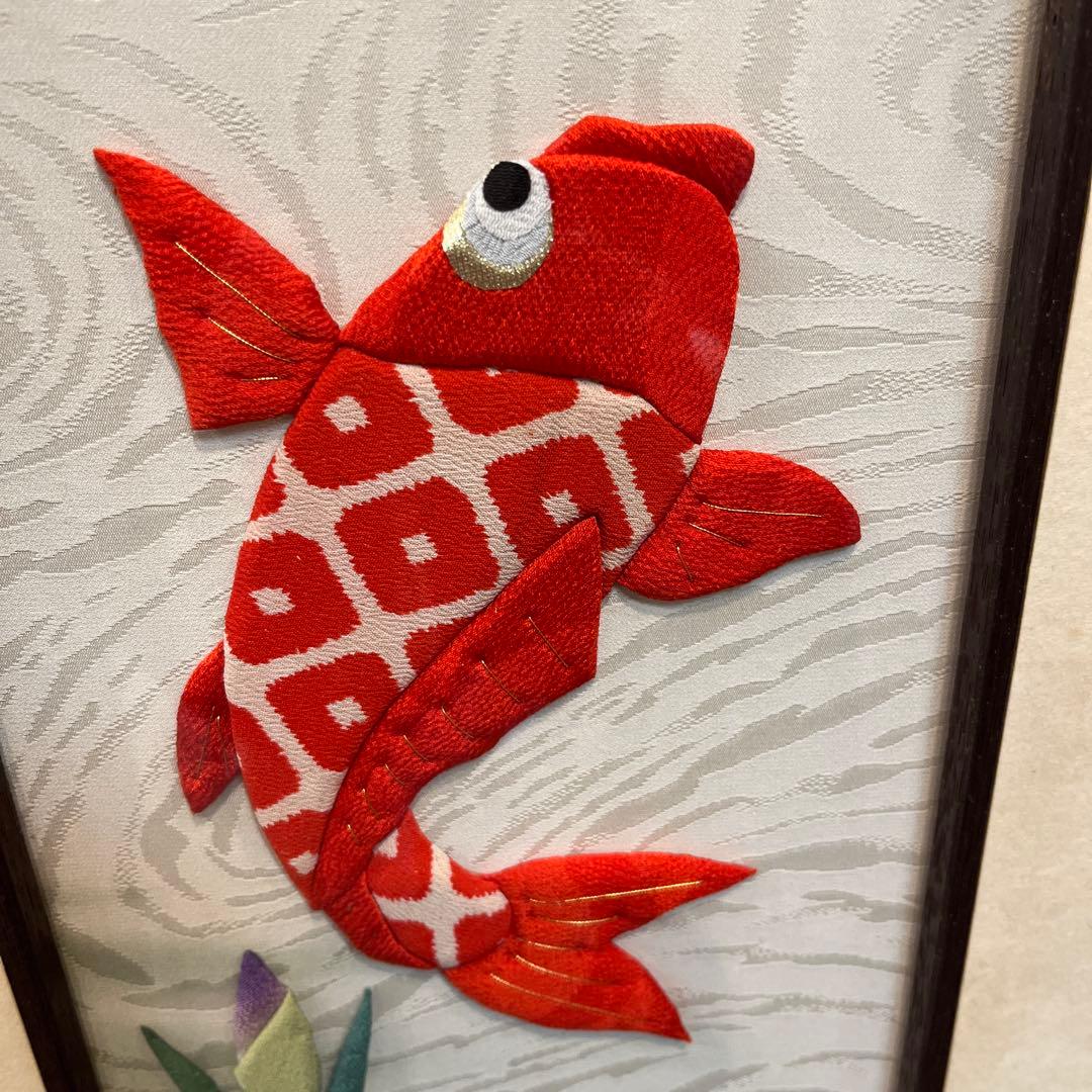 和風 布製パーテーション 赤い魚 アイリス