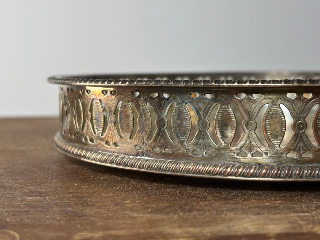イギリス SILVER PLATED On Copper 21cm トレイ