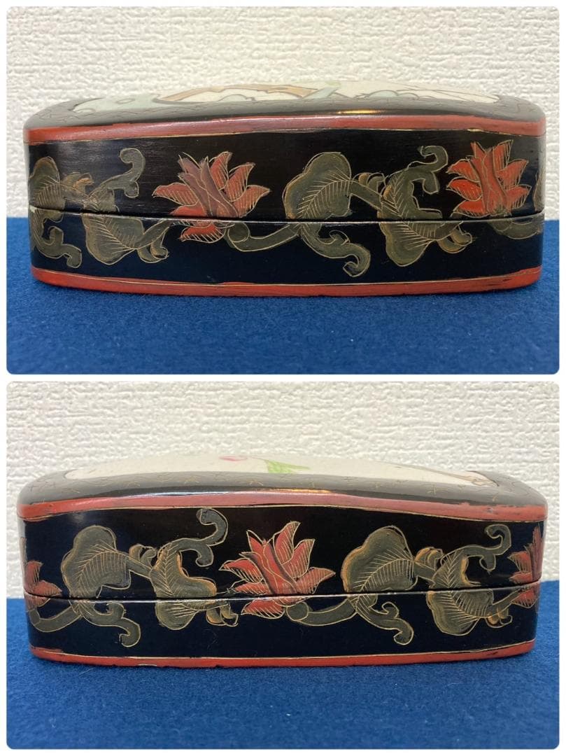 中国美術 漆塗り 小物入れ 小箱（硯箱）
