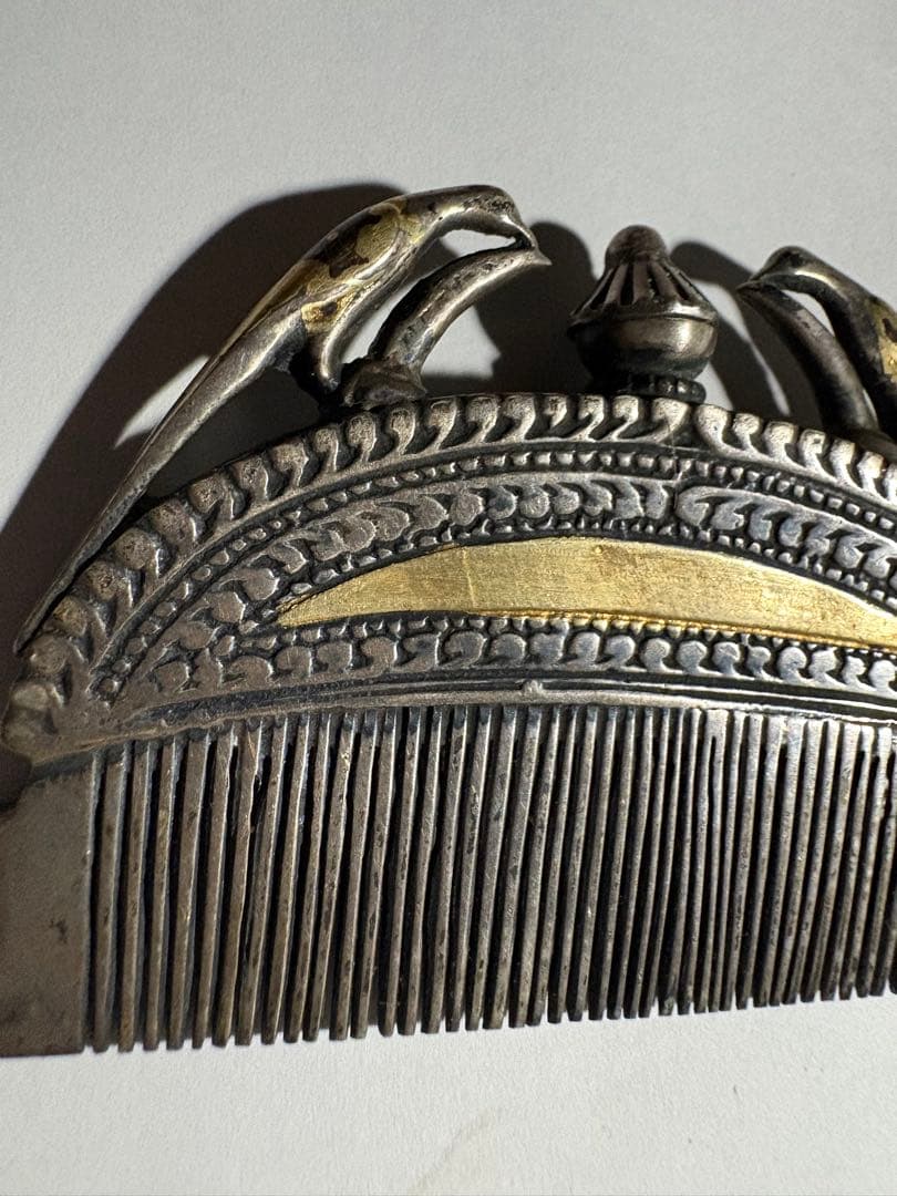 インドの銀製櫛19thC.SilverCombwith Scent Holder