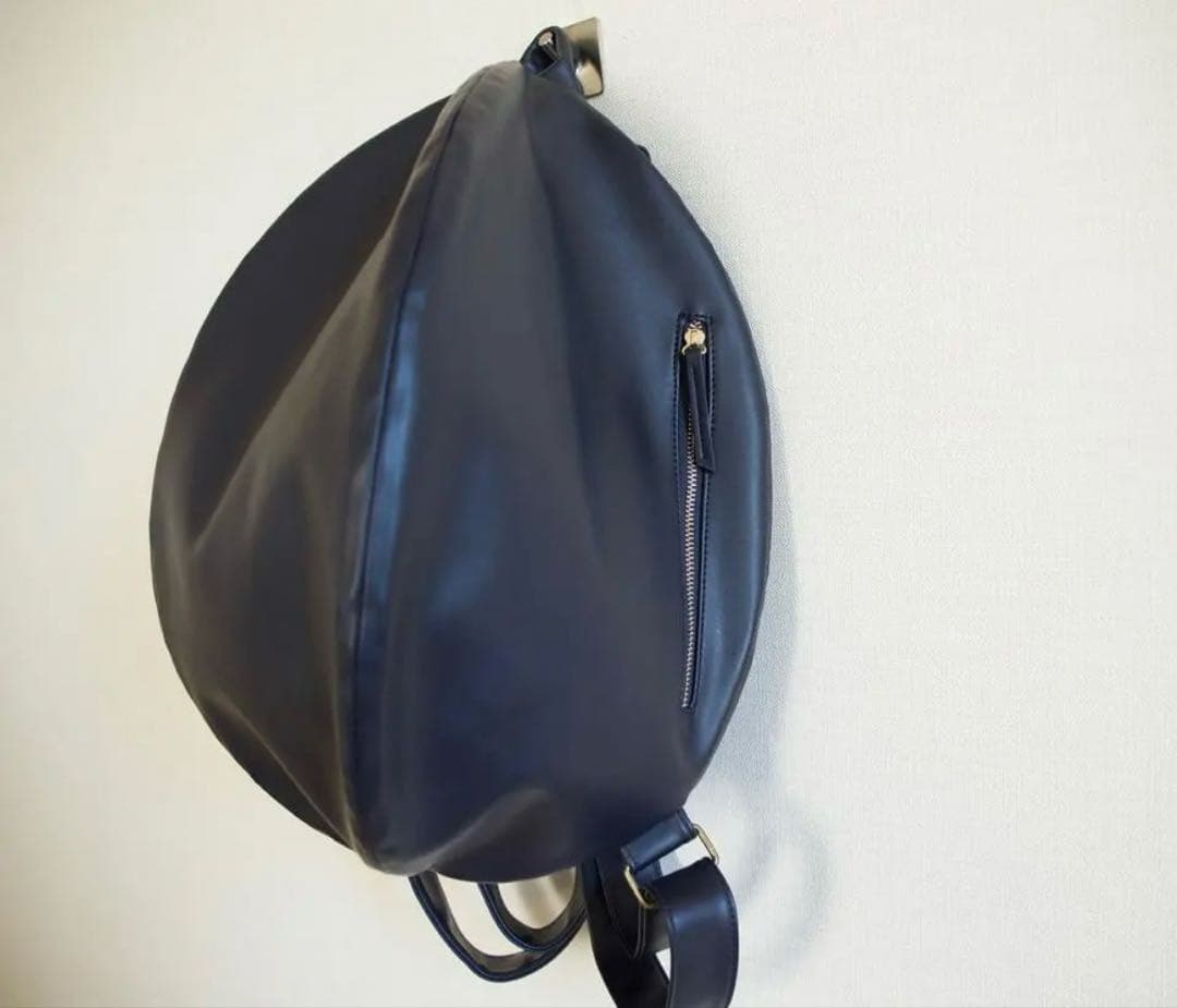 【未使用品】モリノガッコウ コロンとリュックL 上質puレザー　ネイビー