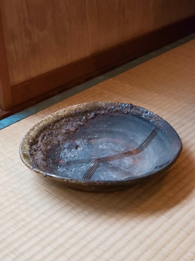 古伊賀焼　擂鉢　平鉢　お盆　花器　華道具　古民藝　箱付　古道具　Q2441