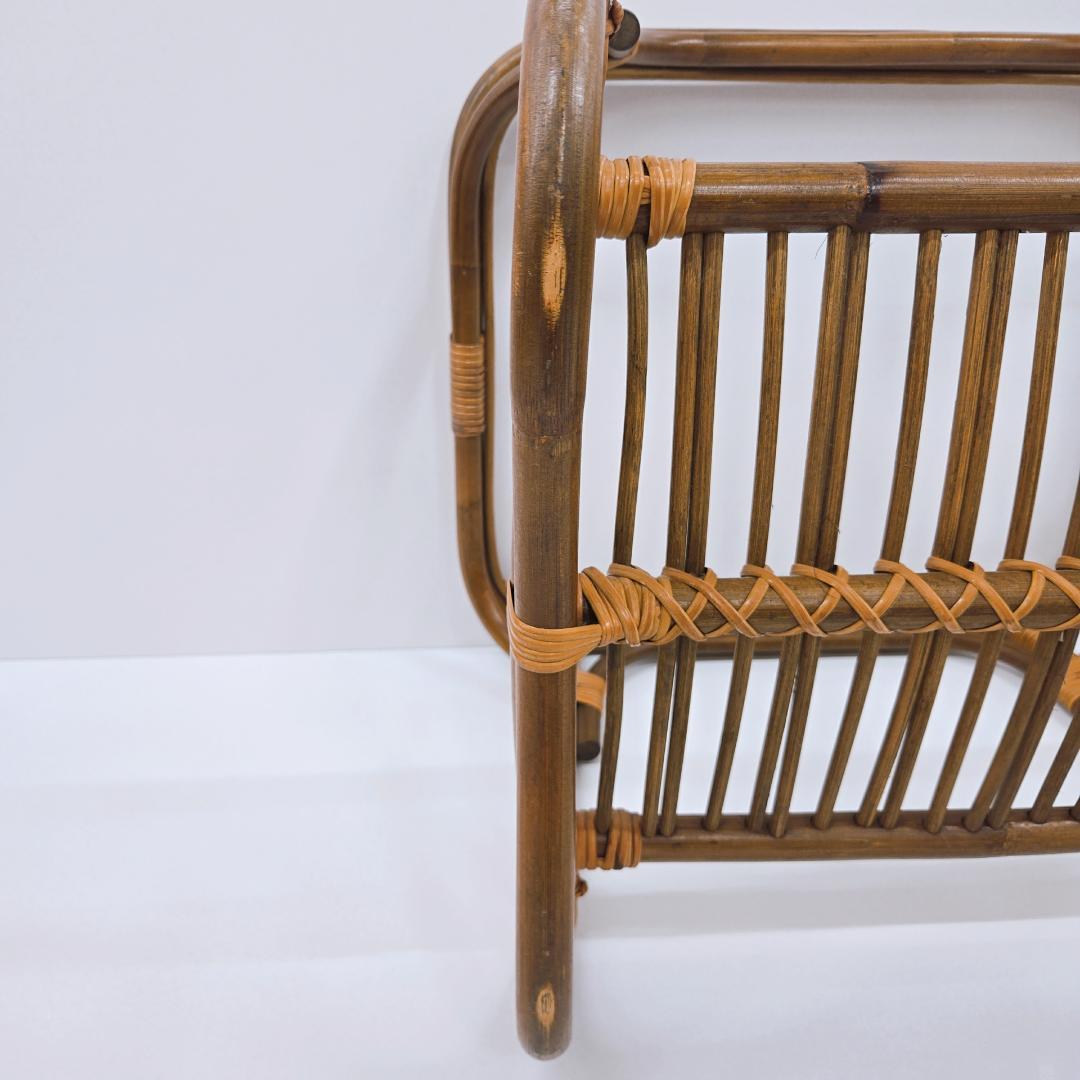 【美品】レトロ　藤　ラタン ガラステーブル　ローテーブル