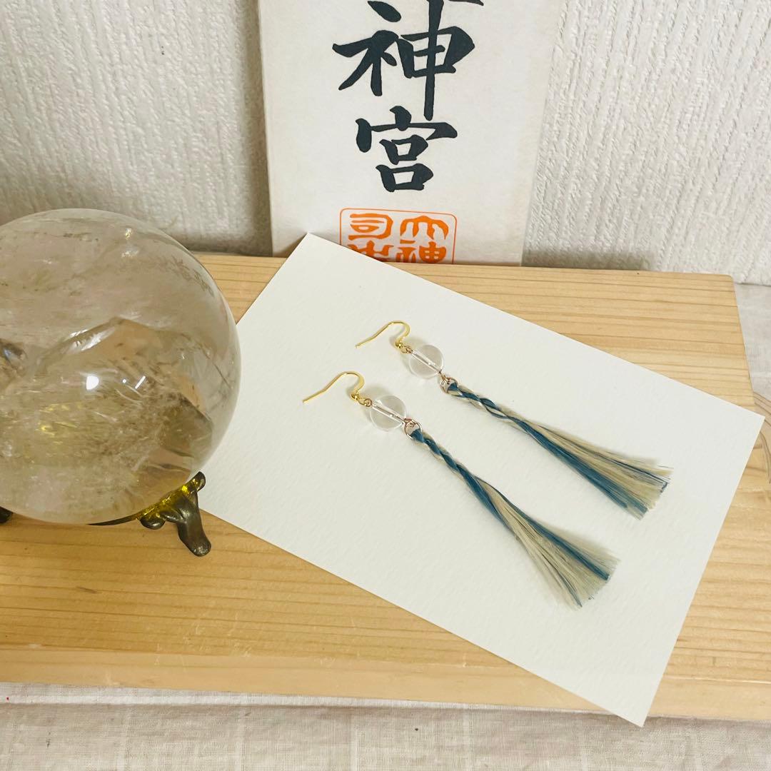 巫女おまもり浄化ピアス　浄化アクセサリー　アレルギー対応　ハンドメイド　イヤカフ
