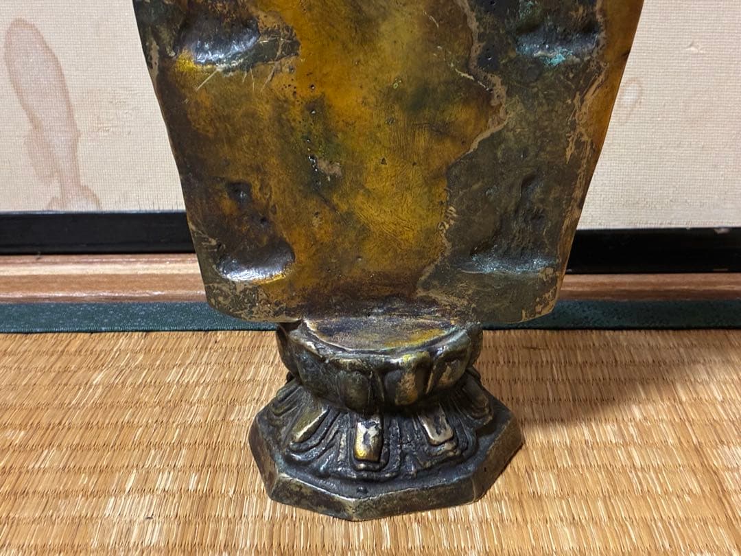 仏教美術 銅製 鍍金 塗金 仏像 時代物 中国 唐物 31.0㎝！