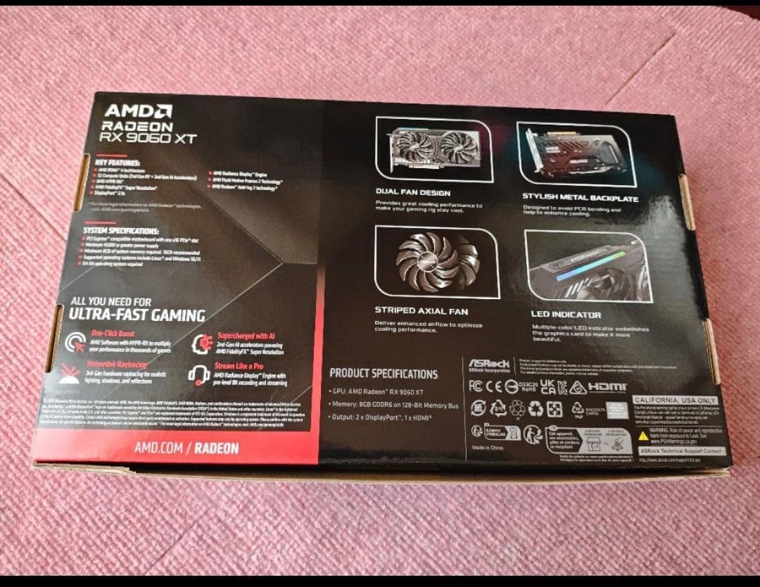 ASRock Radeon RX 9060 XT 8GB グラフィックボード