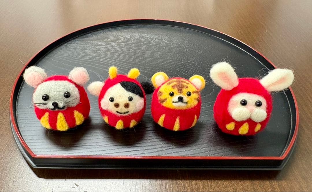 干支ダルマの置物飾り【十二支セット】（羊毛フェルトハンドメイド）