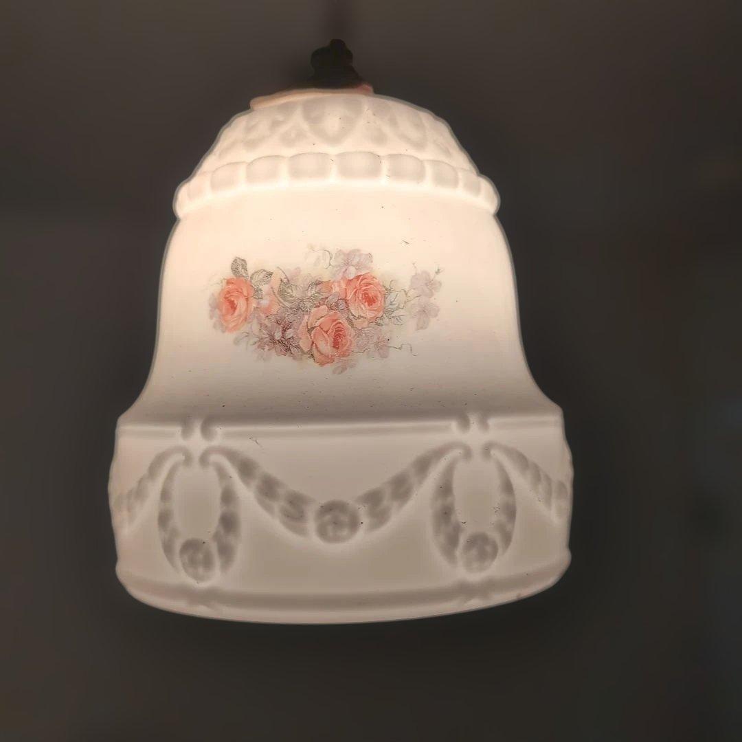 イギリスアンティーク花柄陶器ペンダントライト