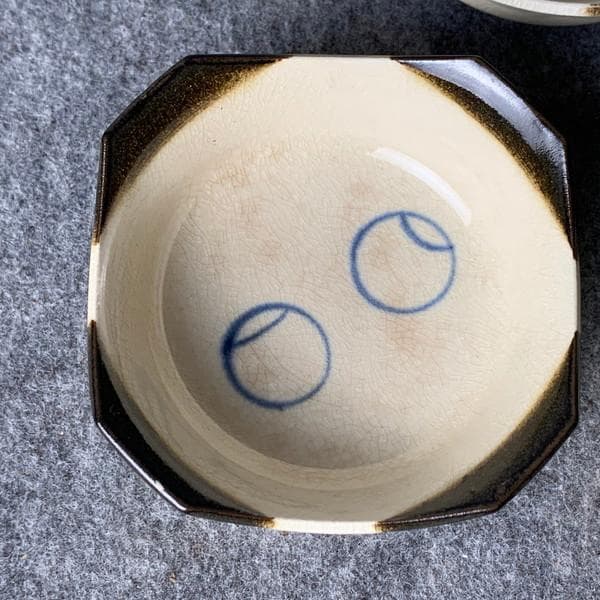 京焼帯山角切手塩皿3枚[B34395]