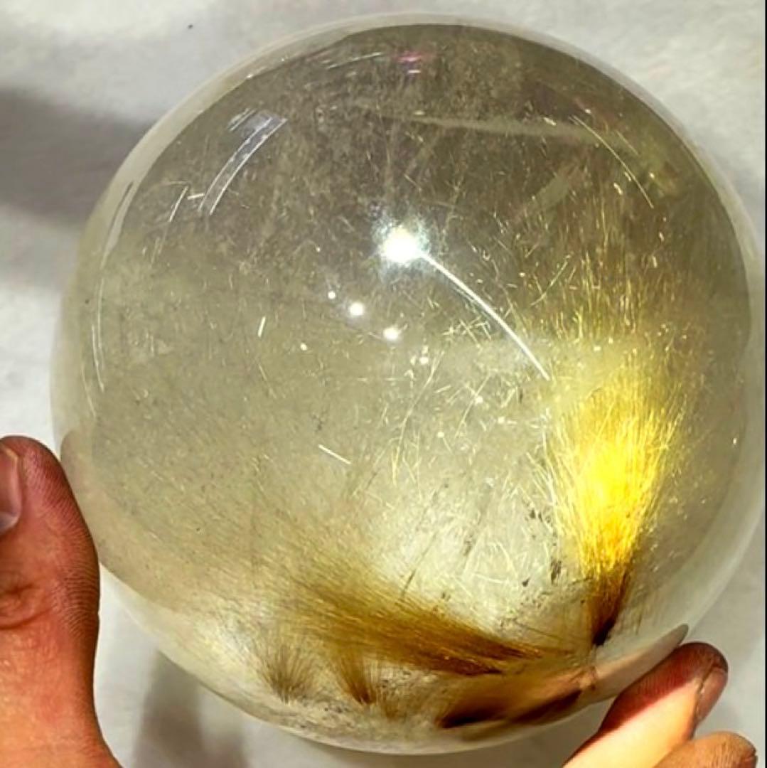超超特大‼️122mm ゴールドルチルクォーツ　スフィア　金針水晶　パワーストーン