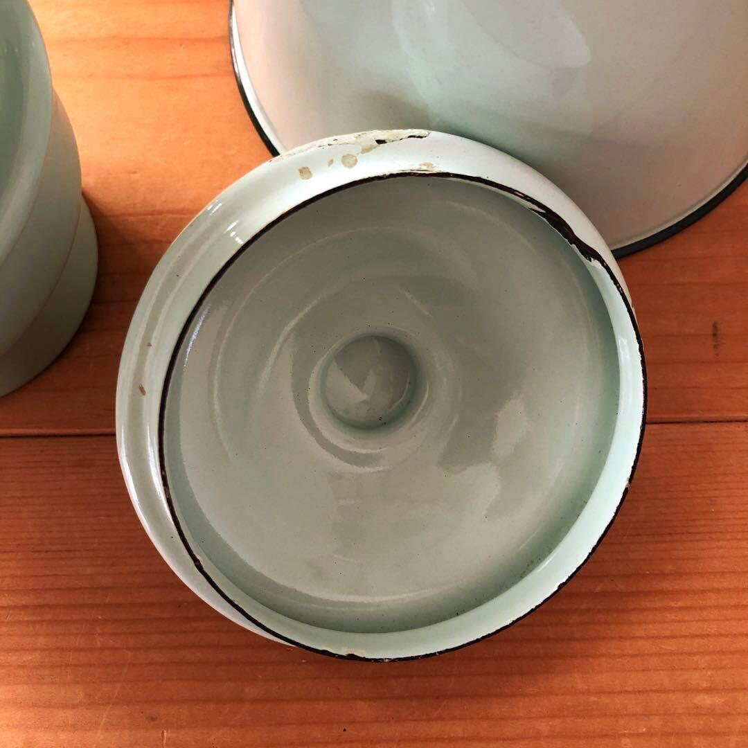 古いホーローポット　琺瑯　フランス　アンティーク　漉し器　カフェ　no.223