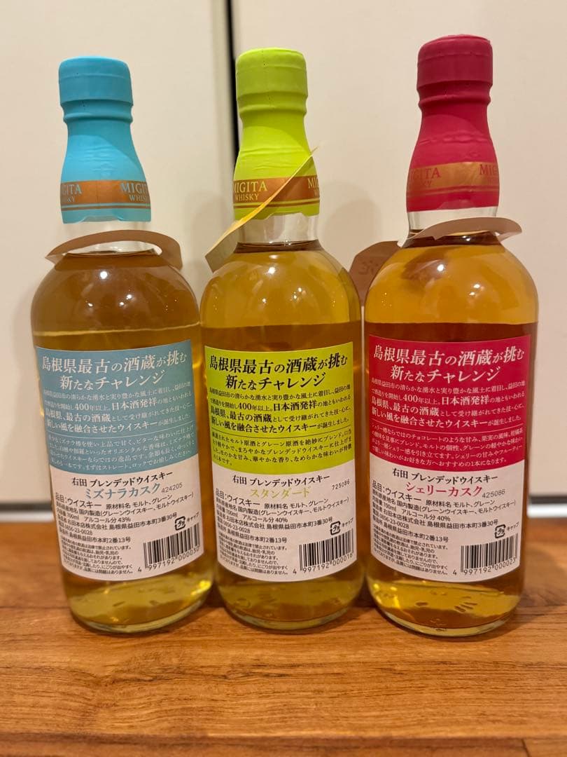 MIGITA ブレンデッドウイスキー 3本セット　右田　島根