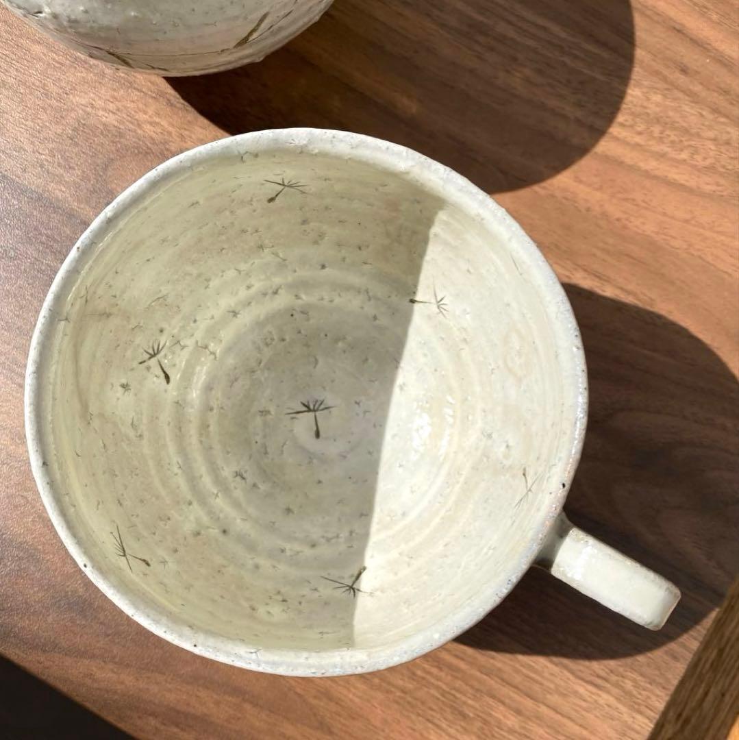 和モダン 陶芸カップ 6客 手描き草文様 ナチュラル系