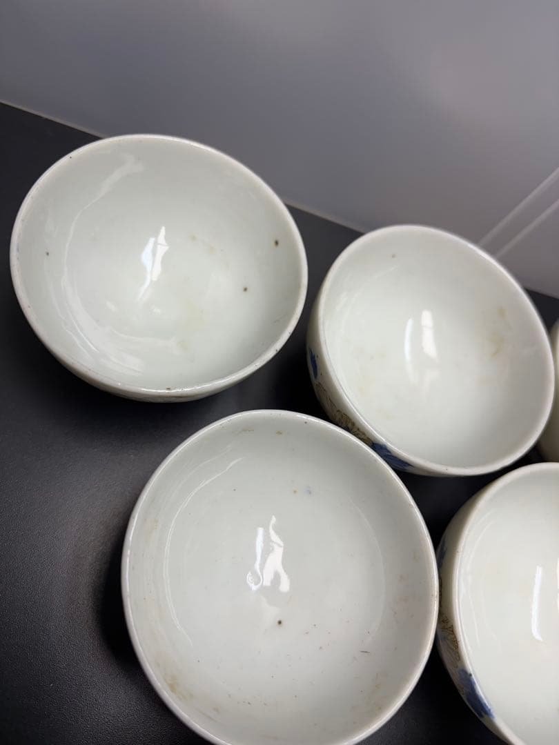 江戸時代 古伊万里 染付草花紋 湯呑み お猪口 骨董品 陶器 時代物 江戸期