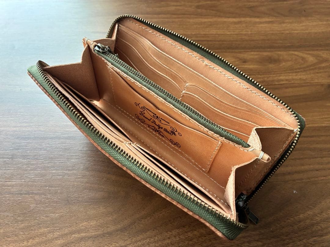 長財布　ラウンドウォレット　栃木サドルレザー　希少焼印　ハンドメイド