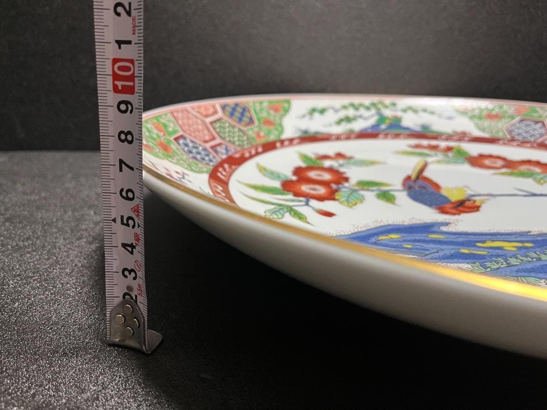 有田　弥左衛門　大皿　約45ｃｍ　双鳥草花文　飾り皿　絵皿