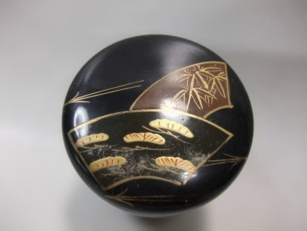 金蒔絵 扇面 松竹梅 棗 茶道具 天然木 本漆器