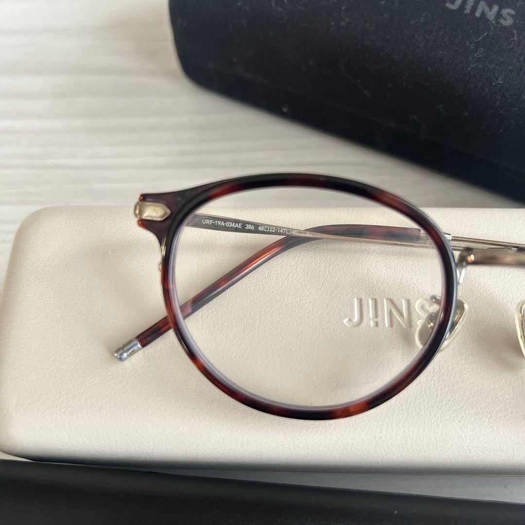 JINS ブラウン ラウンドメガネ　伊達メガネ度ナシ
