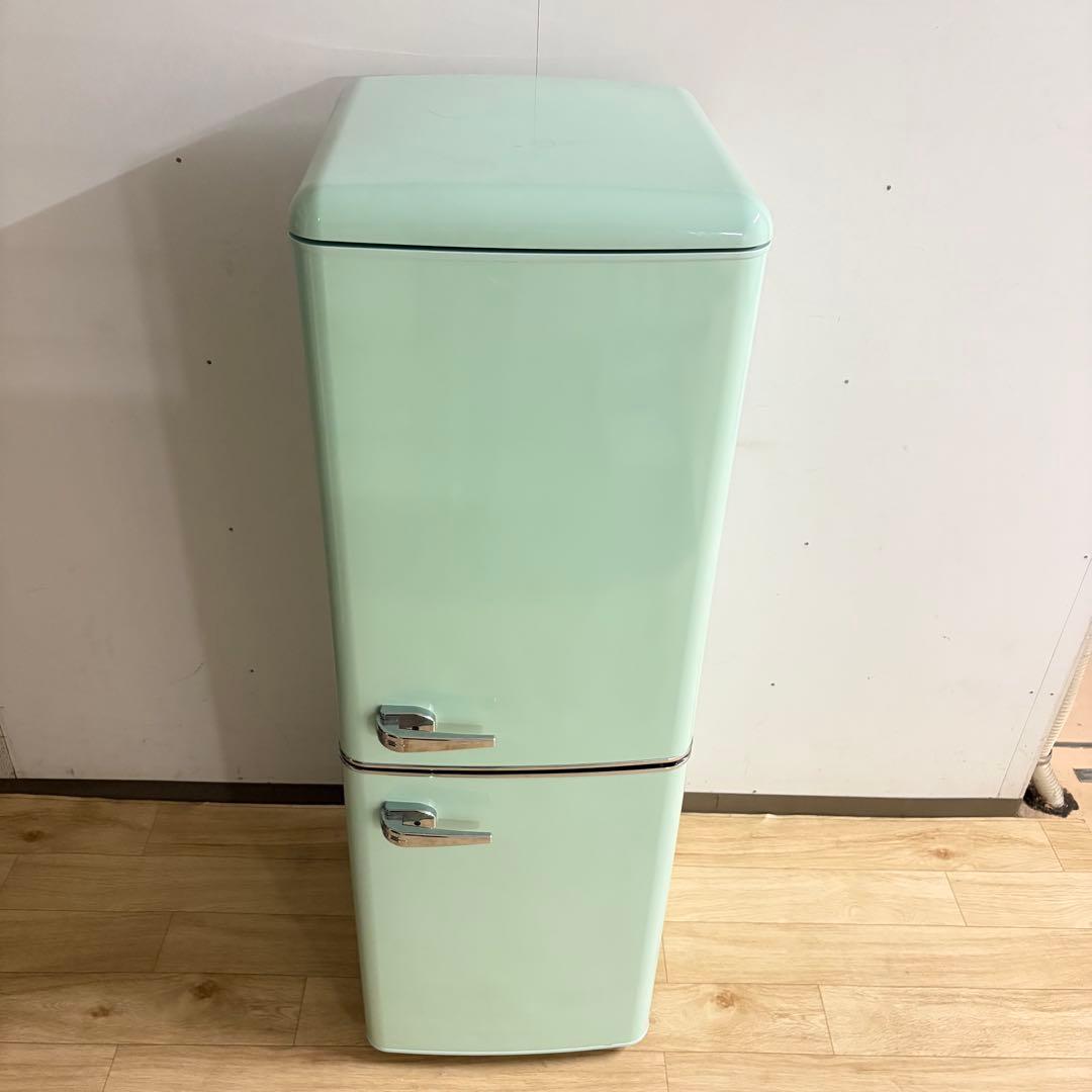 美品アイリスオーヤマレトロ調冷蔵庫❗️大阪、大阪近郊配送と設置無料