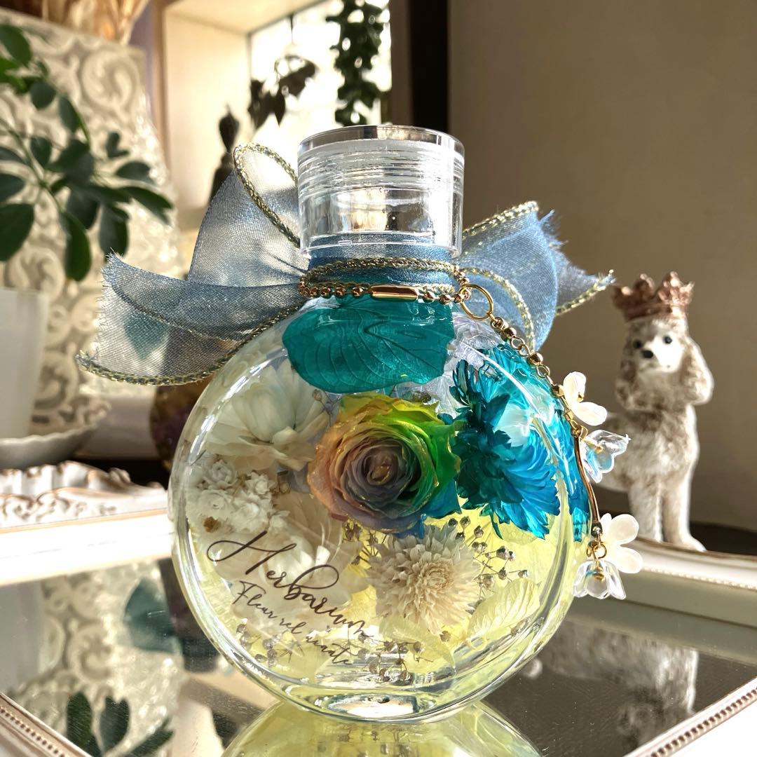 ◆ハーバリウム　355 美しいなな色のバラのbottle *.:。✿*゜