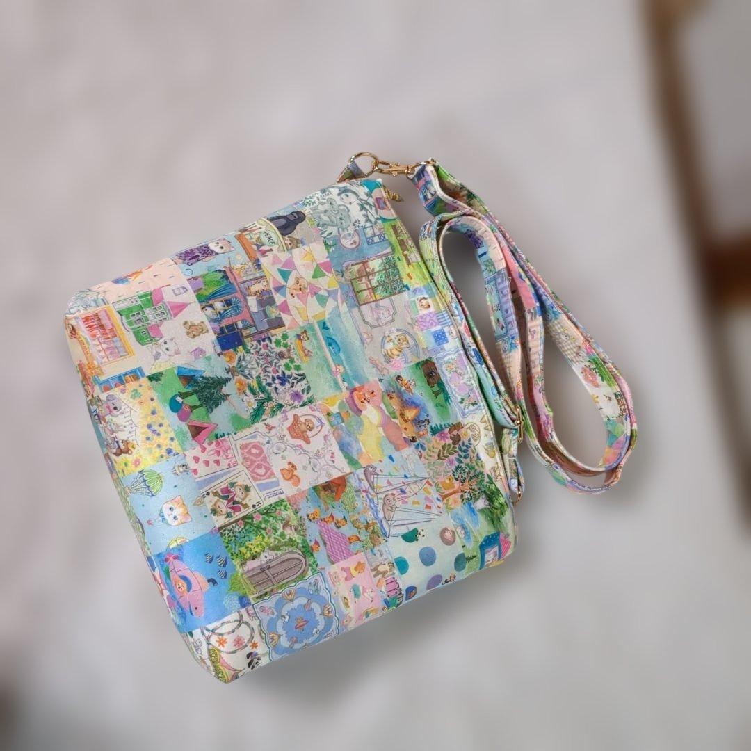 ゆずみつ…蓋付きショルダーバッグ ファンシーツイードxユキエモン刺繍他１点
