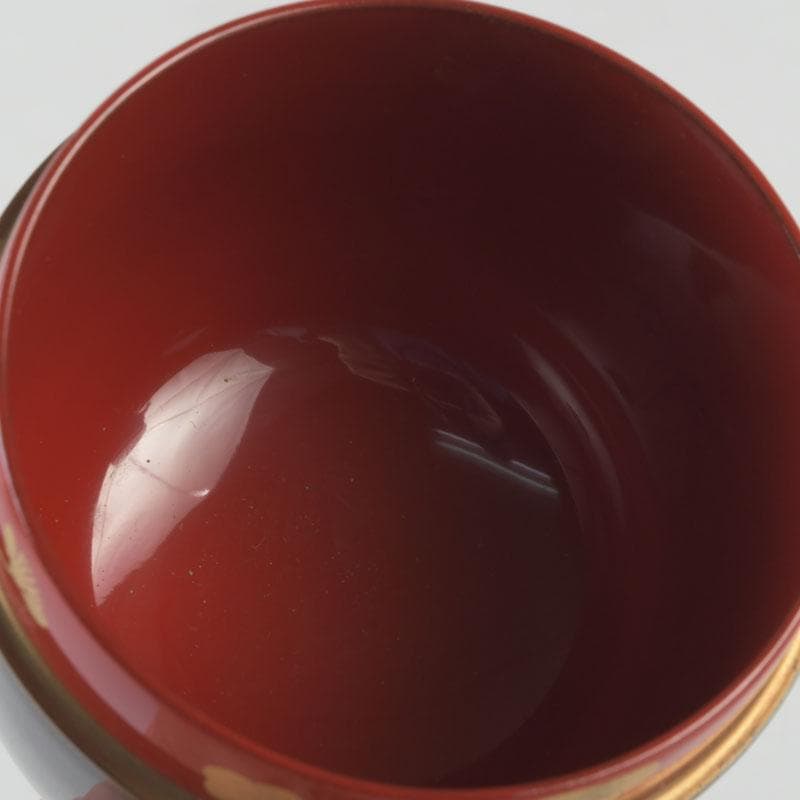 茶道具　中村湖彩作　お多福蒔絵　中棗　共箱　V　9909