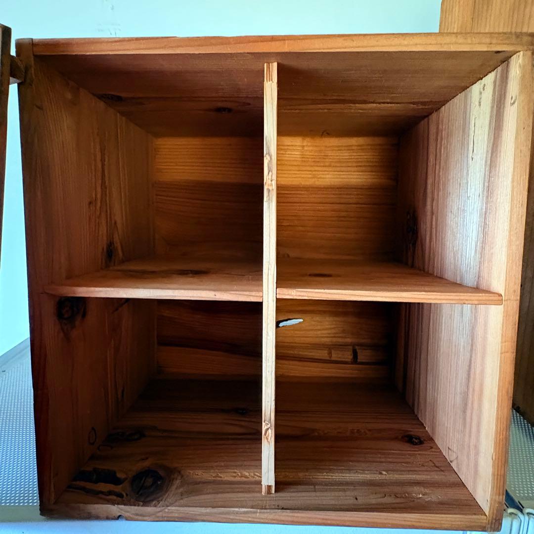 昭和10年 古い杉の木箱 大中2箱 古道具収納箱