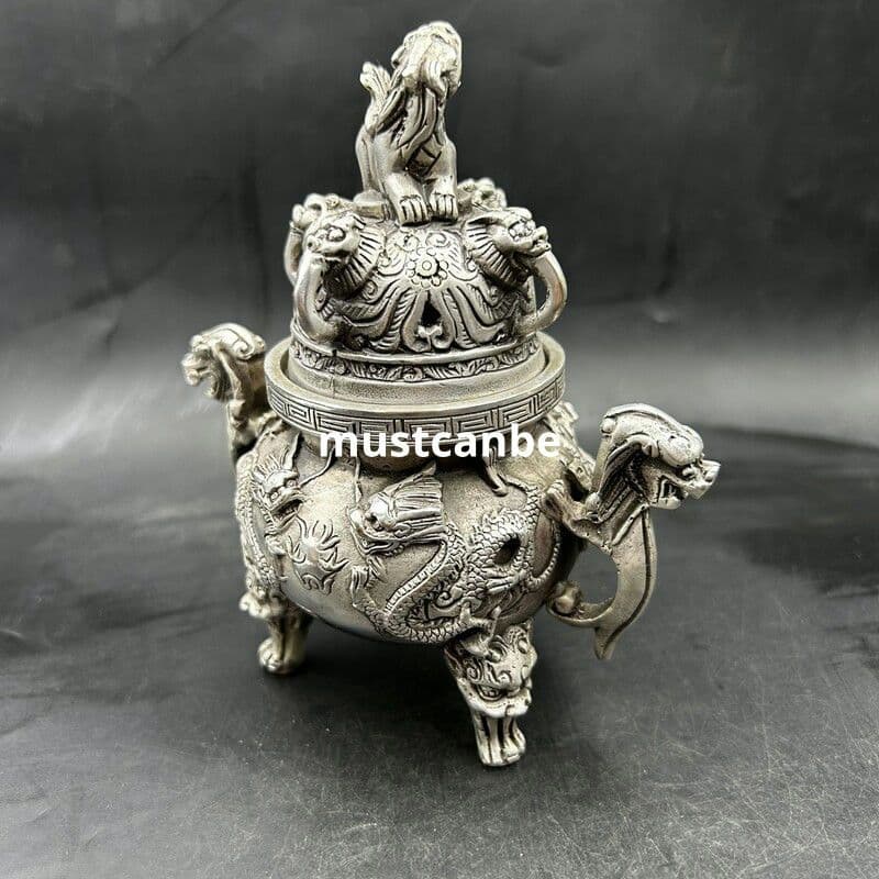 香炉 二龍戯珠銅香炉 香道具 茶道具装飾品 工芸品 置物