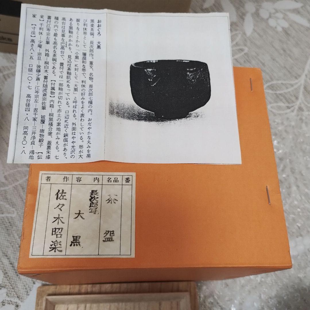 【桐箱あり】佐々木昭楽作・長次郎写「大黒」・黒楽茶碗