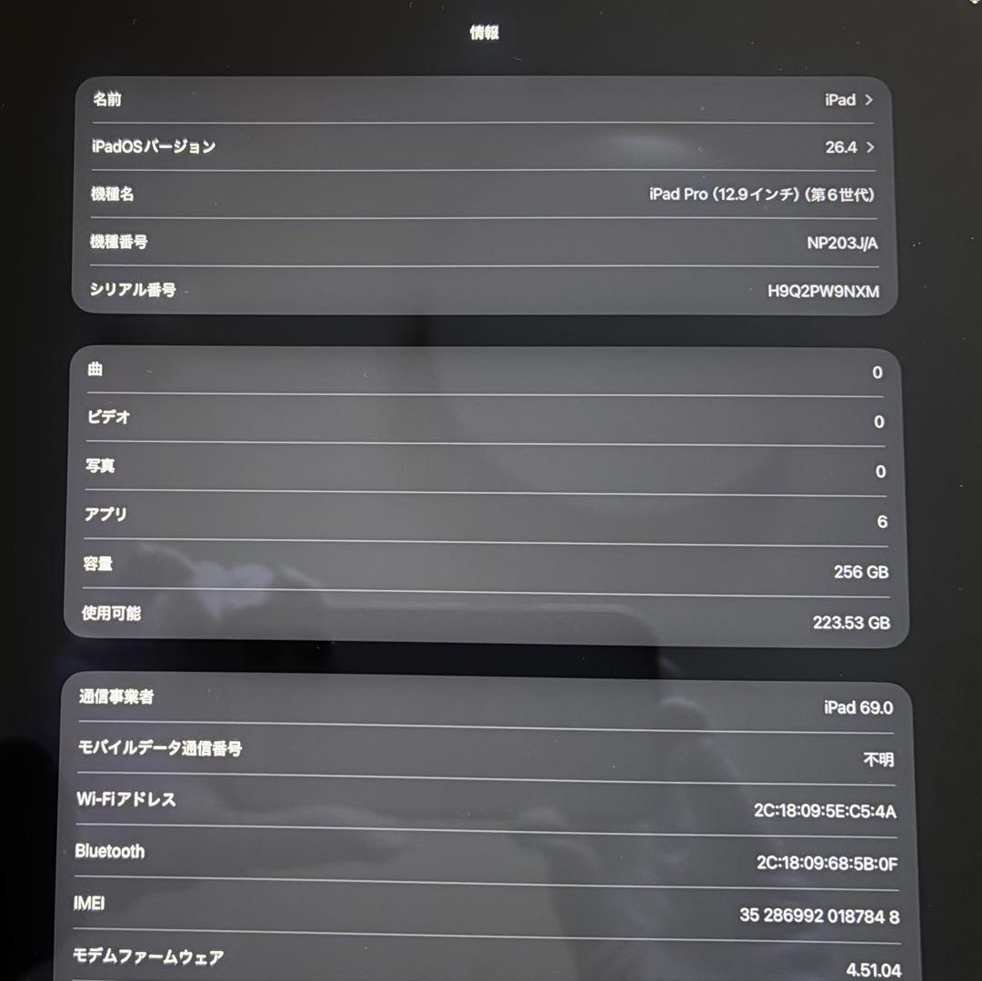 iPad本体 iPad Pro 12.9 6th + ApplePencil