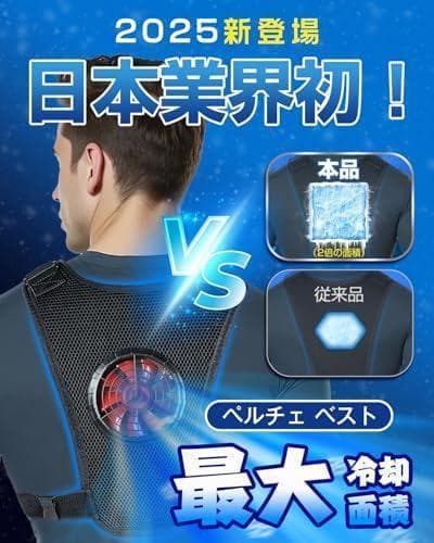 ペルチェ式冷却ベスト【2025年最新・超大冷却面プレート付き】20000mAh