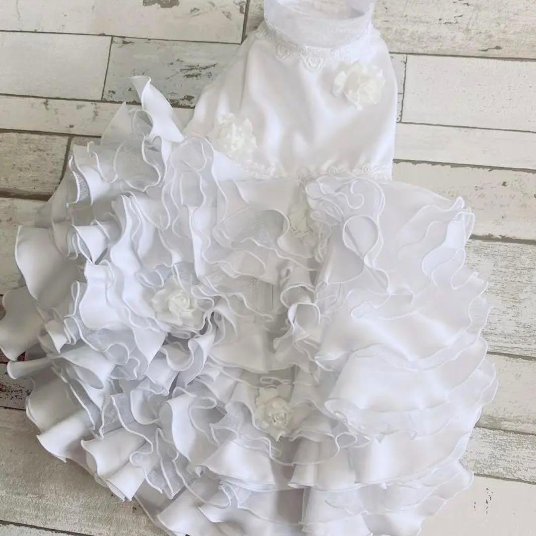 即納✨犬用ウェディングドレス 白 M 犬服 結婚式