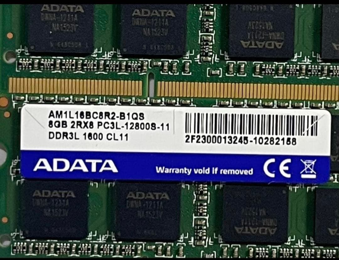 メモリー ADATA 32GB DDR3L 1600MHz (8GBx4)