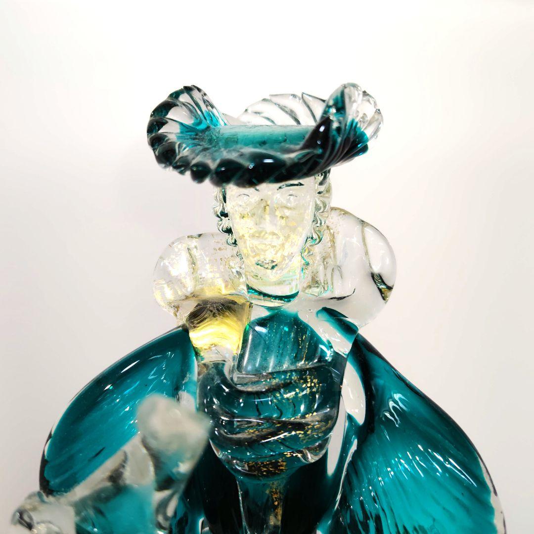 ベネチアンガラス　ムラーノ ガラス　New Arte 90　金彩　30cm　青緑