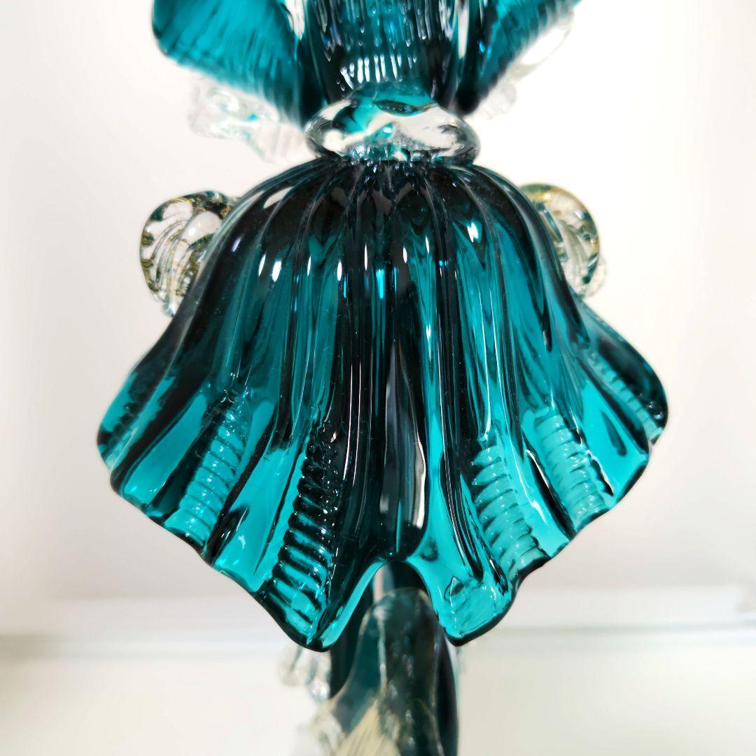 ベネチアンガラス　ムラーノ ガラス　New Arte 90　金彩　30cm　青緑