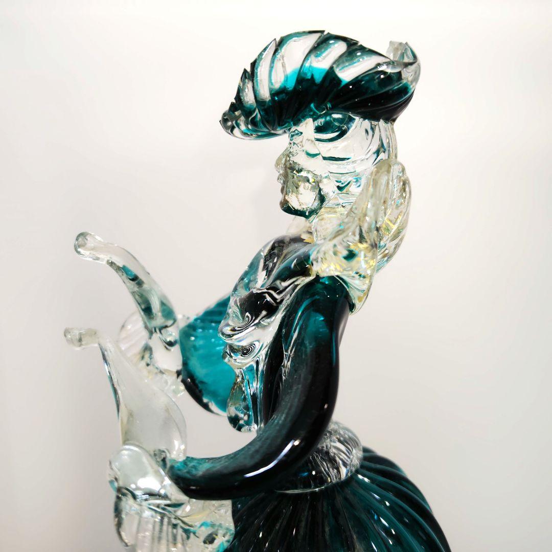 ベネチアンガラス　ムラーノ ガラス　New Arte 90　金彩　30cm　青緑