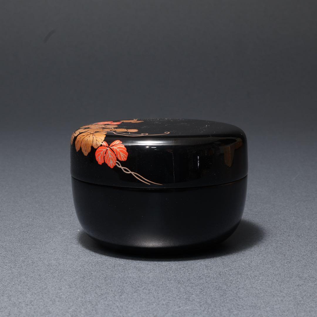 平棗　蔦蒔絵　坂下仙秀　共箱　山中塗　R1693P2