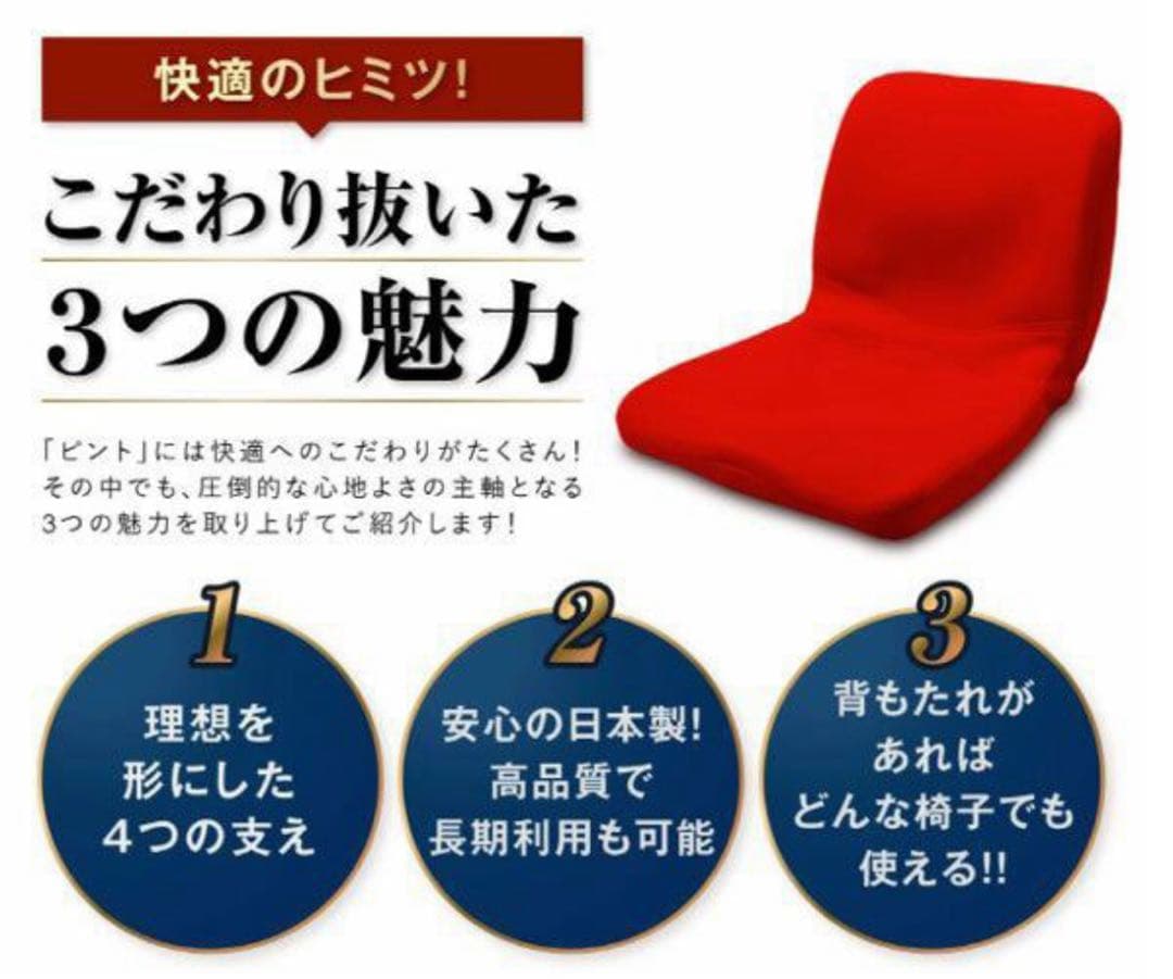 Pinto 快適な座姿勢に自然に導くバランスサポートクッション　★新品★ レッド