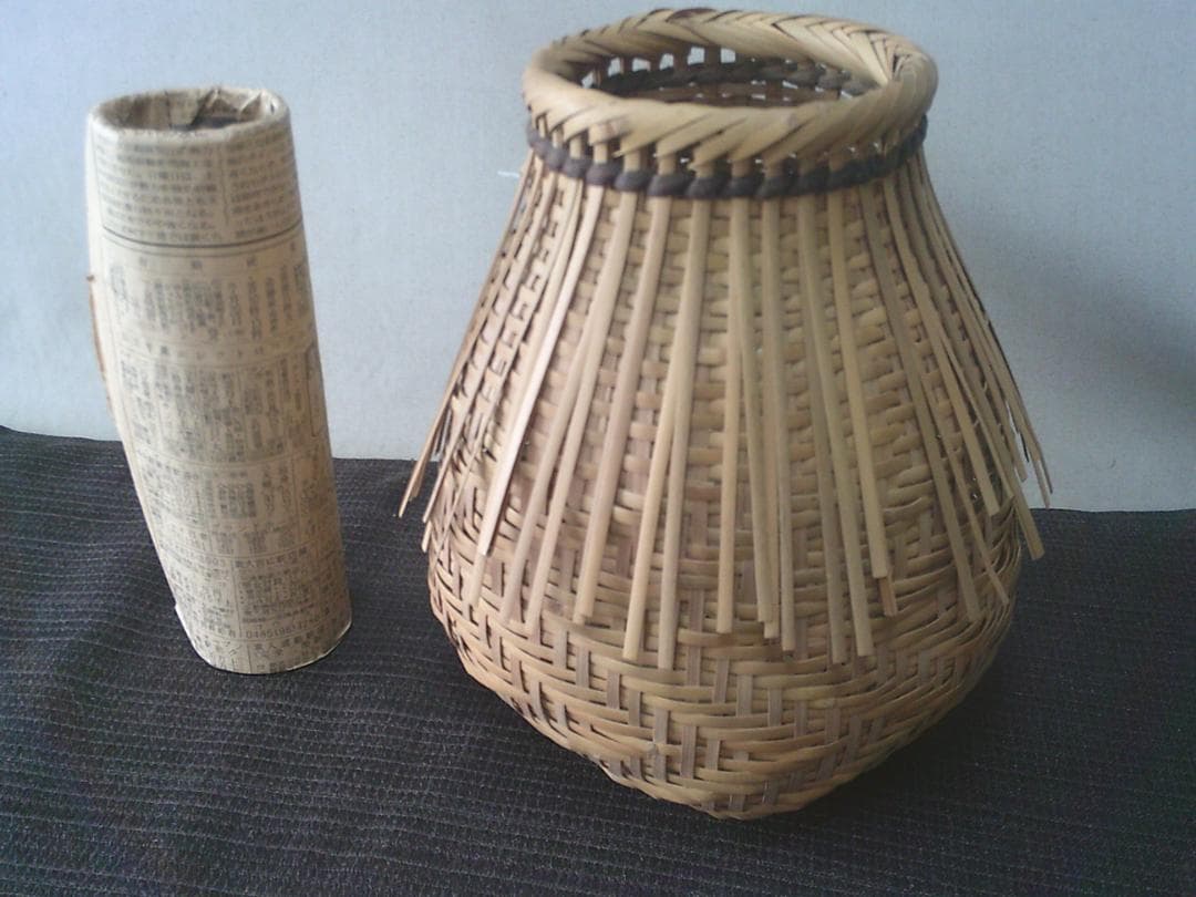 #大人気！ 早い者勝ち！【竹籠　花籠　竹細工　花入　花器　彫り銘・E23・茶道】