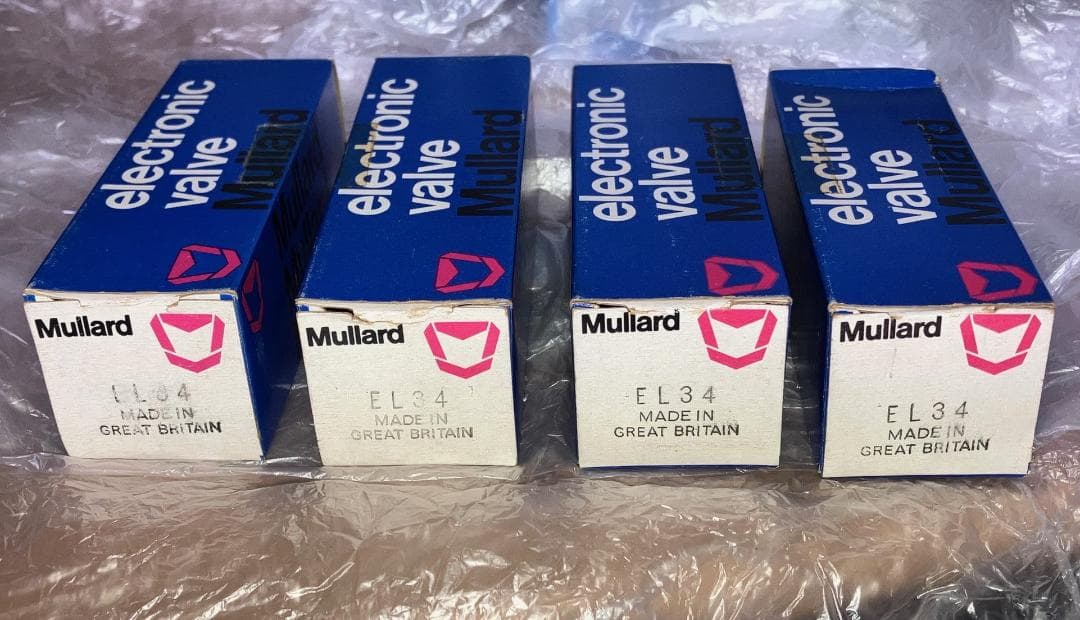 ムラード MULLARD EL34 新品？ 4本 元箱付 マッチドクアッド？
